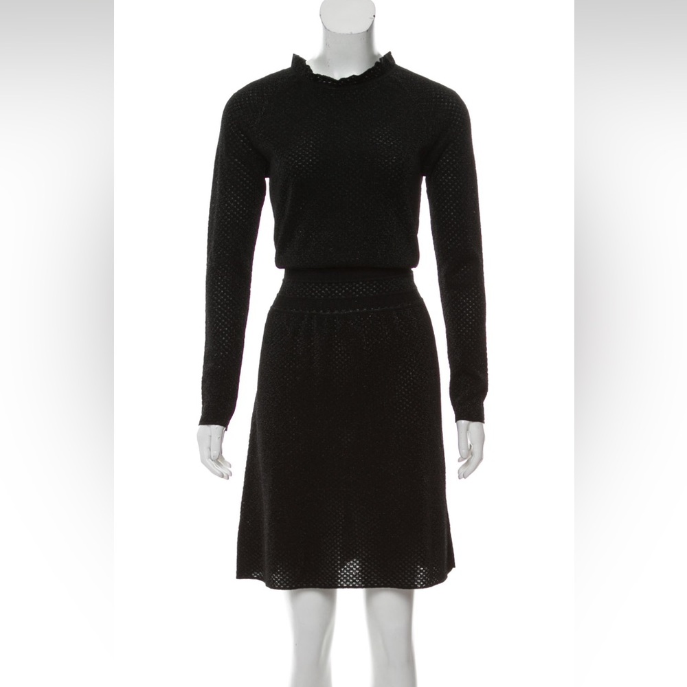 TORY BURCH Mod Metallic Stretch Little Black Dress